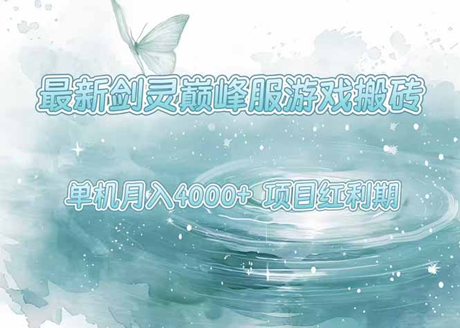 最新剑灵巅峰服游戏搬砖，项目红利期，单机稳定4000+操作简单好上手-冒泡网