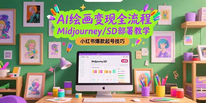AI绘画变现全流程，Midjourney/SD部署教学，小红书爆款起号技巧-冒泡网