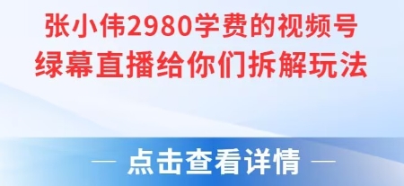 张小伟2980付费额视频号绿幕直播给你们拆解玩法-冒泡网