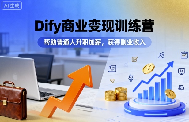 Dify商业变现训练营，帮助普通人升职加薪，获得副业收入-冒泡网