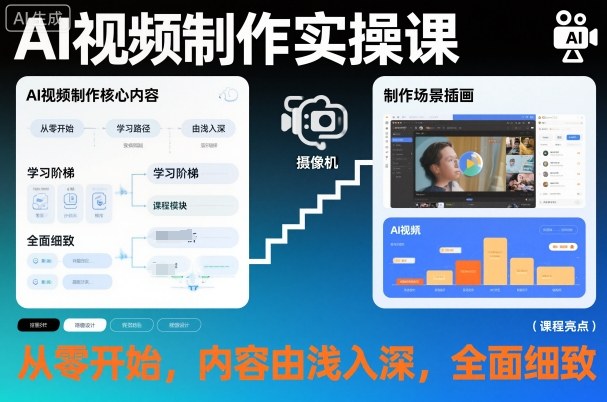 AI视频制作实操课，从零开始，内容由浅入深，全面细致-冒泡网