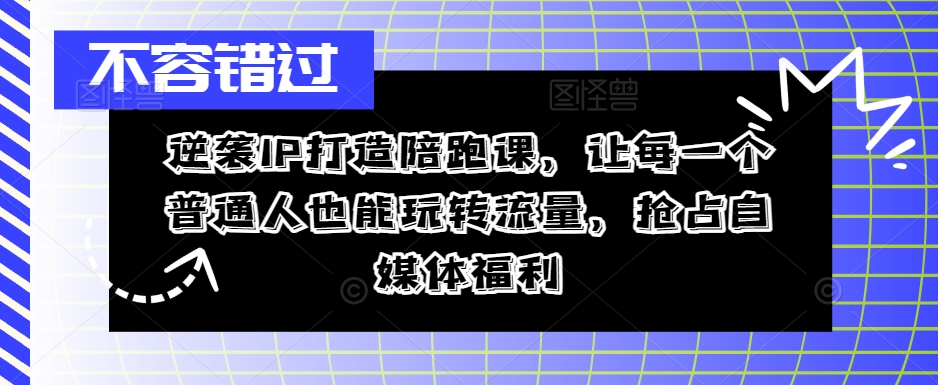 逆袭IP打造陪跑课，让每一个普通人也能玩转流量，抢占自媒体福利-冒泡网