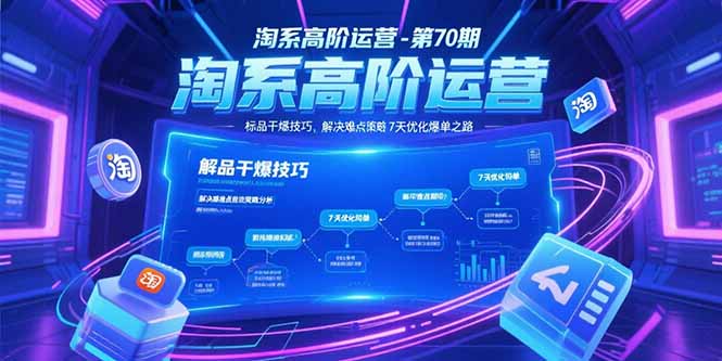淘系高阶运营-第70期，标品干爆技巧，解决难点策略，大佬操盘方法-冒泡网