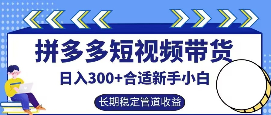 拼多多短视频带货日入300+有长期稳定被动收益，合适新手小白【揭秘】-冒泡网