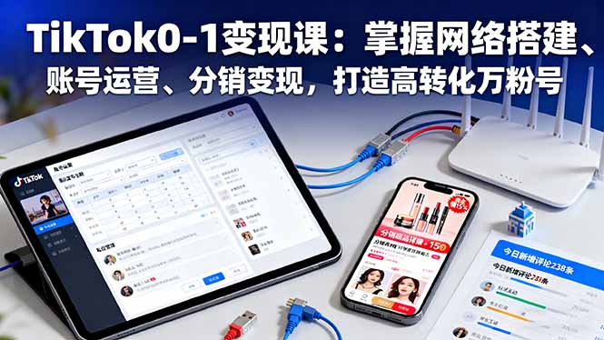TikTok0-1变现课：掌握网络搭建、账号运营、分销变现，打造高转化万粉号-冒泡网