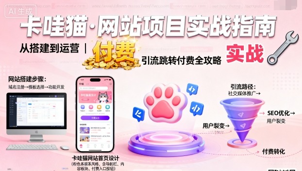 卡哇猫·网站项目，网站搭建与运营以及引流跳转付费-冒泡网