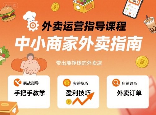 外卖运营指导课程，中小商家外卖指南，手把手带出能挣钱的外卖店-冒泡网