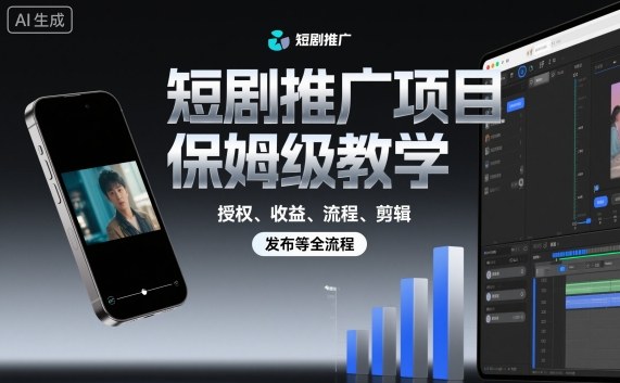 短剧推广项目保姆级教学，授权、收益、流程、剪辑，发布等全流程-冒泡网