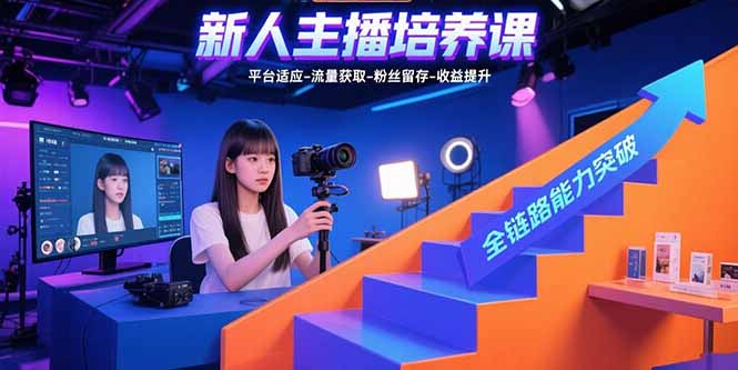 新人主播培养课：平台适应-流量获取-粉丝留存-收益提升 全链路能力突破-冒泡网