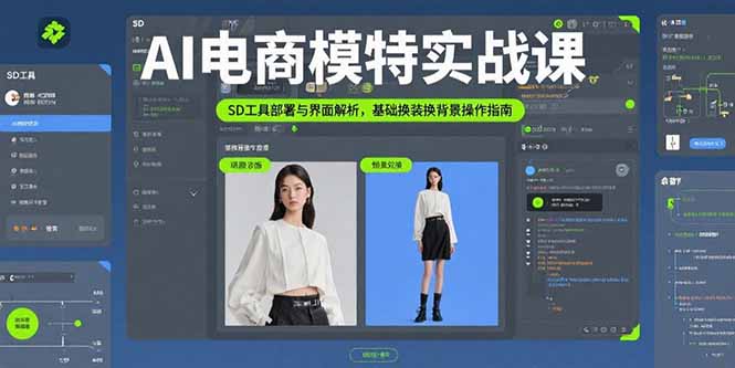 AI电商模特实战课，SD工具部署与界面解析，基础换装换背景操作指南-冒泡网