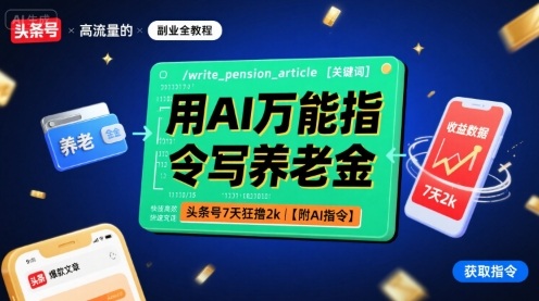 用AI万能指令写养老金，头条号7天狂撸2k【附AI指令】-冒泡网