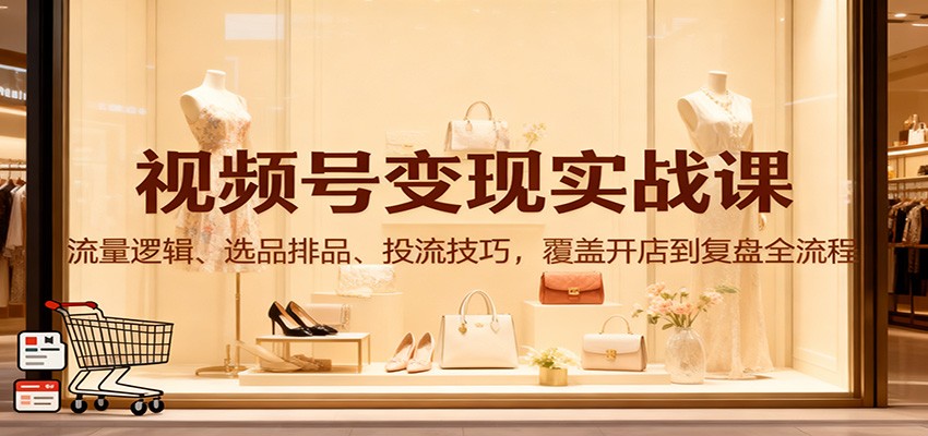 视频号变现实战课：流量逻辑、选品排品、投流技巧，覆盖开店到复盘全流程-冒泡网