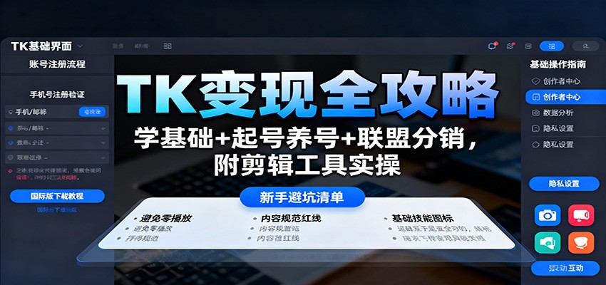 TK变现全攻略：学基础+起号养号+联盟分销，附剪辑工具实操-冒泡网