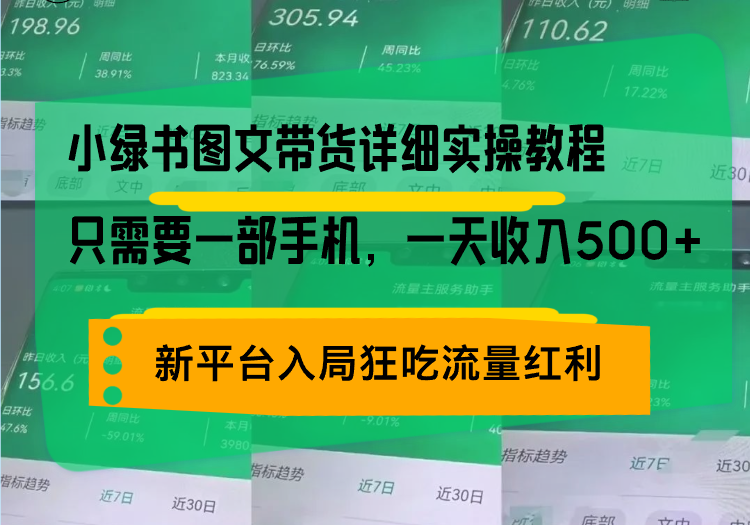小绿书图文带货详细实操教程，只需要一部手机，一天收入500+，轻松变现-冒泡网