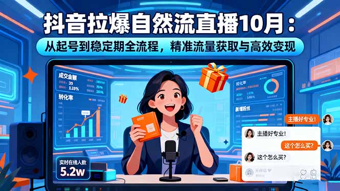 抖音拉爆自然流直播10月：从起号到稳定期全流程，精准流量获取与高效变现-冒泡网