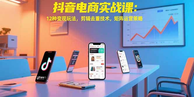 抖音电商实战课：12种变现玩法，剪辑去重技术，矩阵运营策略-冒泡网