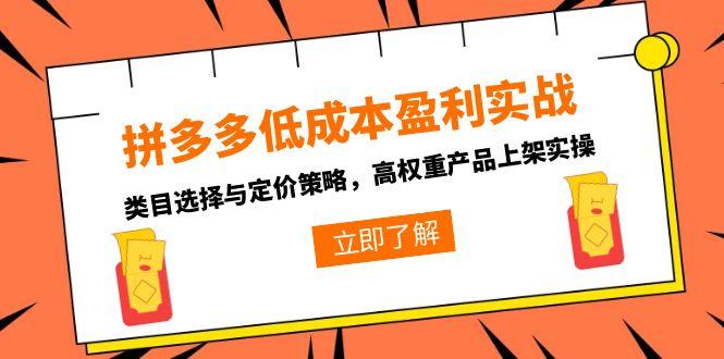 拼多多低成本盈利实战，类目选择与定价策略，高权重产品上架实操-冒泡网