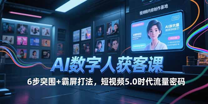 AI数字人获客课，6步突围+霸屏打法，短视频5.0时代流量密码-冒泡网