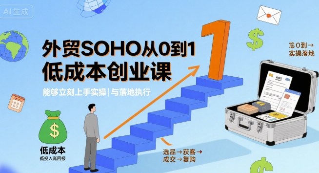 外贸SOHO从0到1低成本创业课，能够立刻上手实操与落地执行-冒泡网