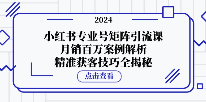 小红书专业号矩阵引流课，月销百万案例解析，精准获客技巧全揭秘-冒泡网