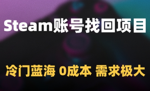Steam账号找回项目，冷门蓝海，0成本，需求极大-冒泡网