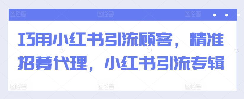 巧用小红书引流顾客，精准招募代理，小红书引流专辑-冒泡网