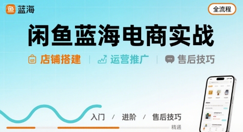 闲鱼蓝海电商实战，店铺搭建运营售后全流程-冒泡网