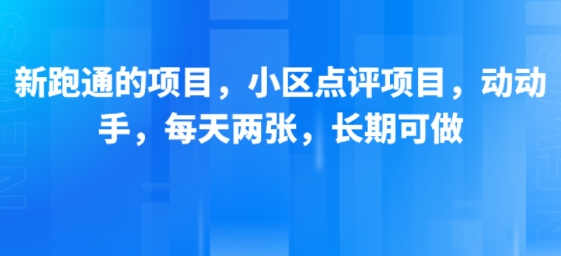 新跑通的项目，小区点评项目，动动手，每天两张，长期可做-冒泡网