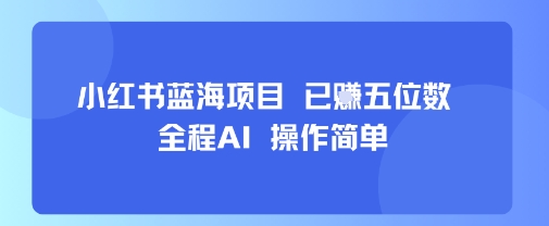 小红书蓝海项目，全程AI，操作简单，已挣五位数-冒泡网
