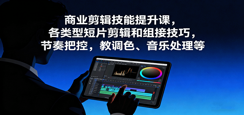 商业剪辑技能提升课，各类型短片剪辑和组接技巧，节奏把控，教调色、音乐处理等-冒泡网