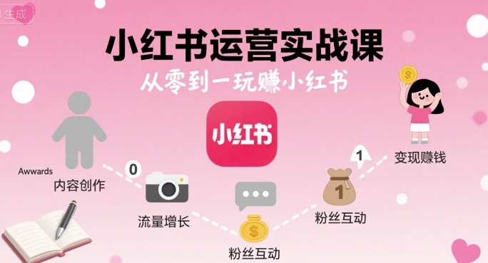 小红书运营实战课，从零到一玩賺小红书-冒泡网