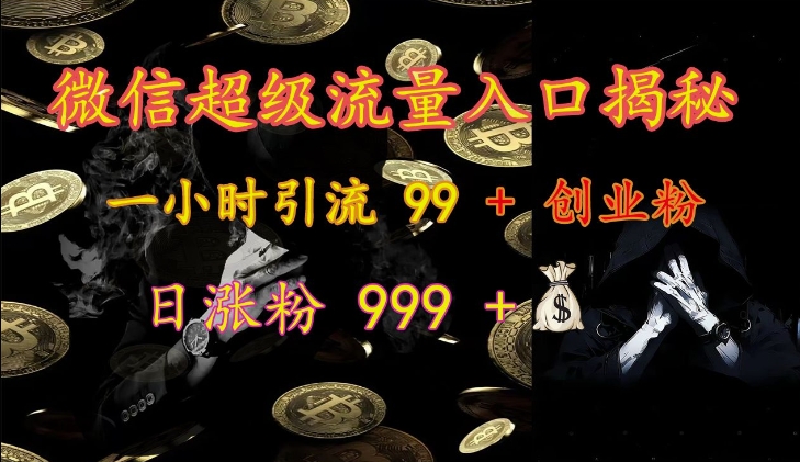 微信超级流量入口揭秘：一小时引流 99 + 创业粉，日涨粉 999 +-冒泡网