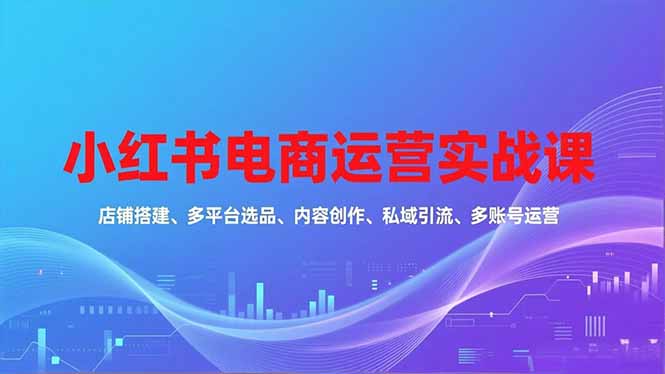 小红书电商运营实战课，店铺搭建、多平台选品、内容创作、私域引流、多账号运营等玩法-冒泡网