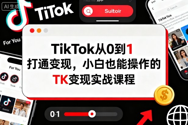 TikTok从0到1打通变现，小白也能操作的TK变现实战课程-冒泡网