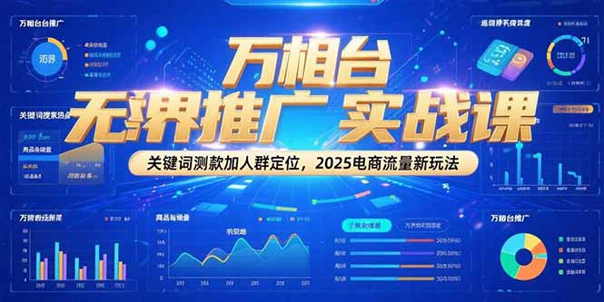 万相台无界推广实战课，关键词测款加人群定位，2025电商流量新玩法-冒泡网