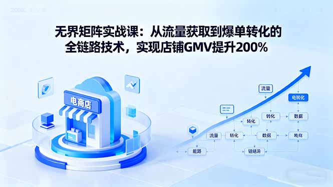 无界矩阵实战课：从流量获取到爆单转化的全链路技术，实现店铺GMV提升200%-冒泡网