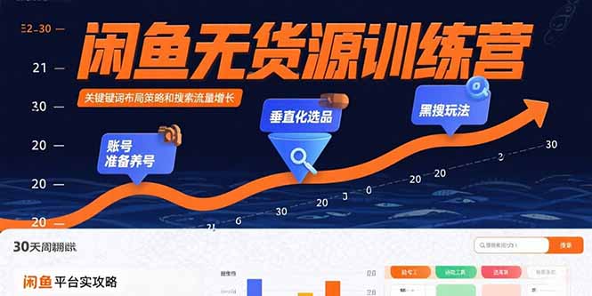 闲鱼无货源训练营：账号准备养号/垂直化选品/黑搜玩法，0基础30天盈利指南-冒泡网