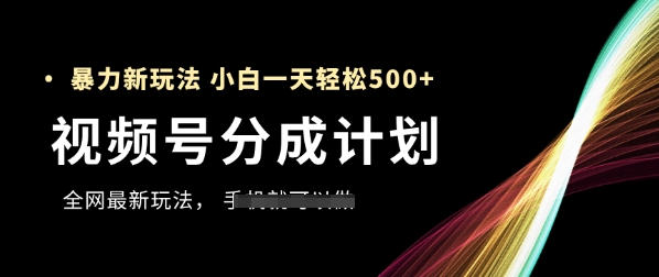 视频号分成计划，全网最暴力玩法，新手一天也能轻松5张+-冒泡网