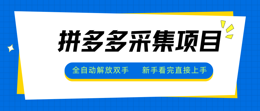 拼多多采集项目，全自动解放双手，单号日入30+-冒泡网