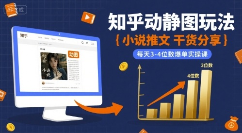 小说推文干货分享之知乎动静图玩法，每天3-4位数爆单实操课-冒泡网