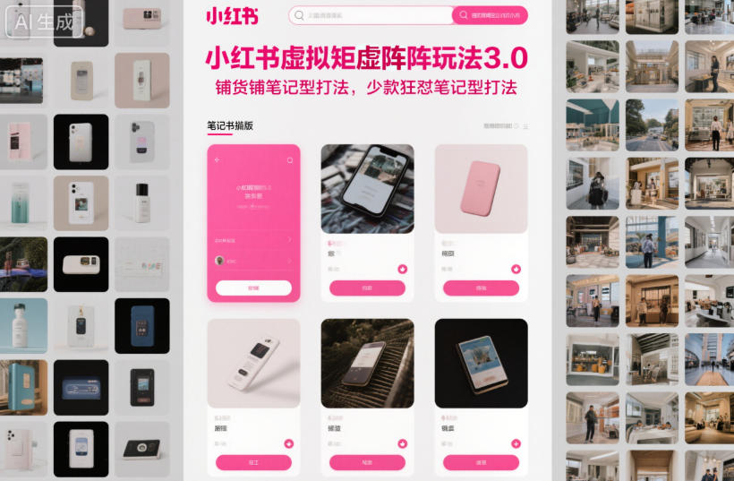 小红书虚拟矩阵玩法3.0，铺货铺笔记型打法，少款狂怼笔记型打法-冒泡网