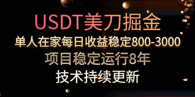 USDT美刀掘金，单人每日收益800-3000，稳定运行8年-冒泡网