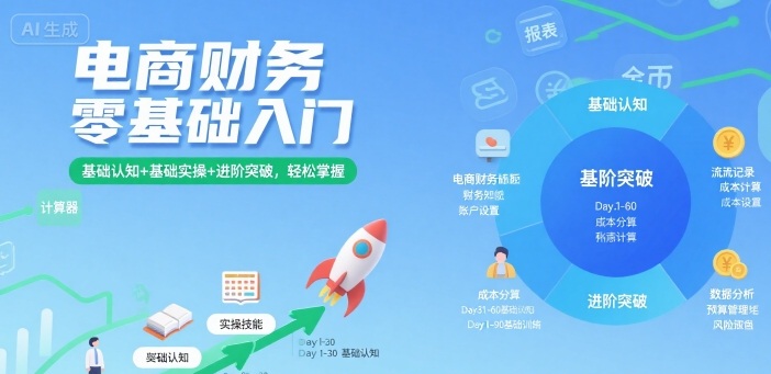 电商财务零基础入门，基础认知+基础实操+进阶突破，轻松掌握-冒泡网