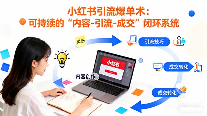 小红书引流爆单术：构建一套低成本 可持续的“内容-引流-成交”闭环系统-冒泡网