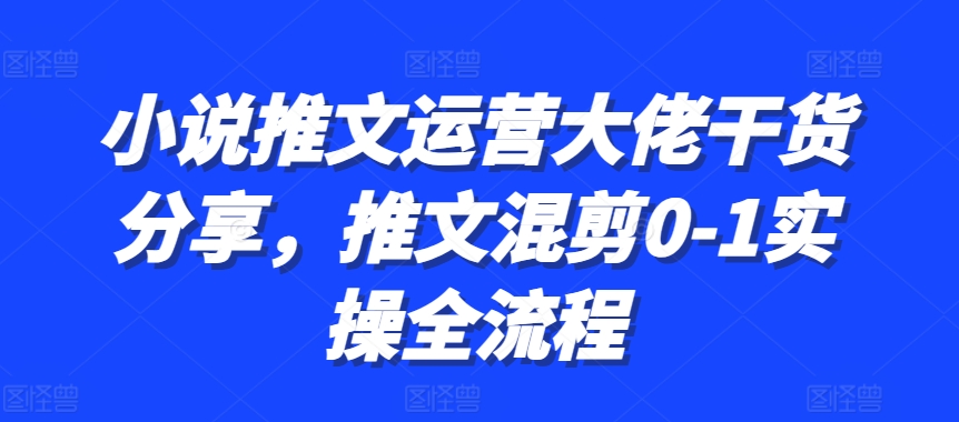 小说推文运营大佬干货分享，推文混剪0-1实操全流程-冒泡网