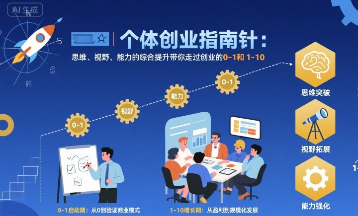 个体创业指南针，思维、视野、能力的综合提升带你走过创业的0-1和1-10【音频】-冒泡网
