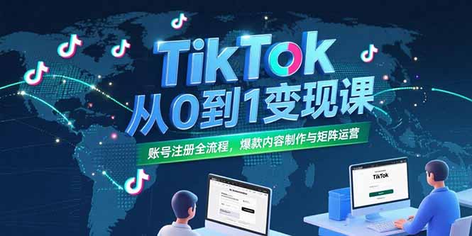 TikTok从0到1变现课，账号注册全流程，爆款内容制作与矩阵运营-冒泡网