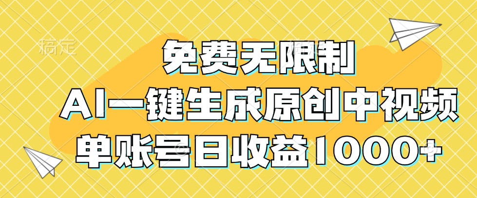 免费无限制，AI一键生成原创中视频，单账号日收益1000+-冒泡网