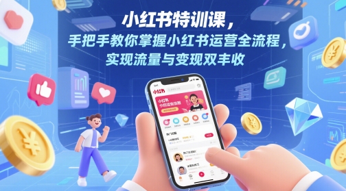 小红书特训课，手把手教你掌握小红书运营全流程，实现流量与变现双丰收-冒泡网