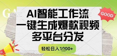 AI智能工作流，一键生成书单号爆款视频，多平台分发，每日收益多张【揭秘】-冒泡网